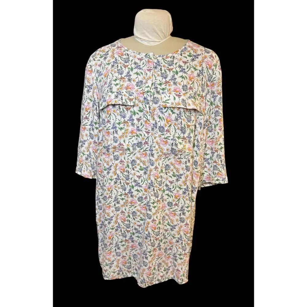 H&M Floral Print Flowy Dress with 3/4 Sleeves Midi Length Sz. 12